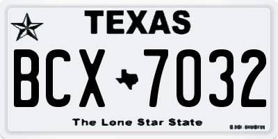 TX license plate BCX7032