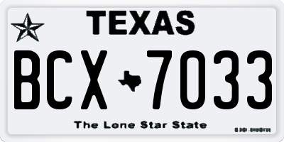 TX license plate BCX7033
