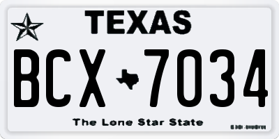 TX license plate BCX7034