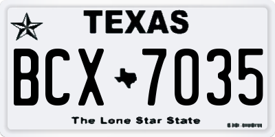 TX license plate BCX7035