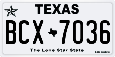 TX license plate BCX7036