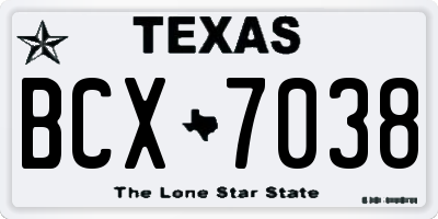 TX license plate BCX7038