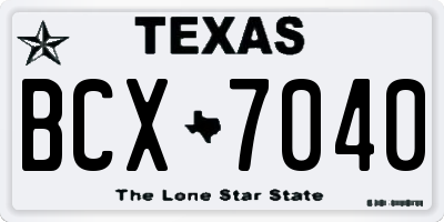 TX license plate BCX7040
