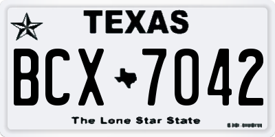 TX license plate BCX7042