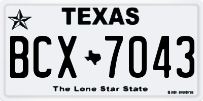 TX license plate BCX7043