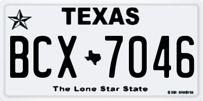 TX license plate BCX7046