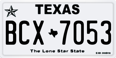 TX license plate BCX7053