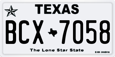 TX license plate BCX7058