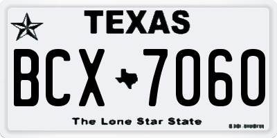 TX license plate BCX7060