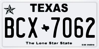 TX license plate BCX7062