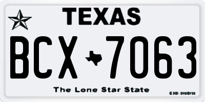 TX license plate BCX7063