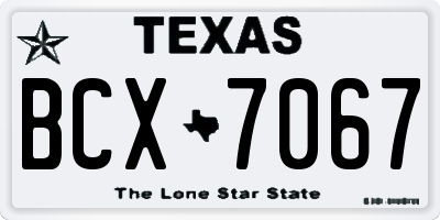 TX license plate BCX7067