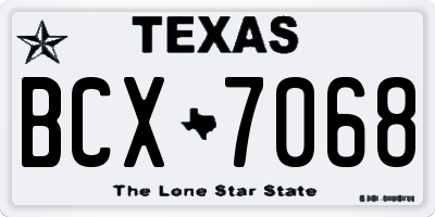 TX license plate BCX7068