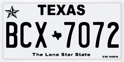 TX license plate BCX7072