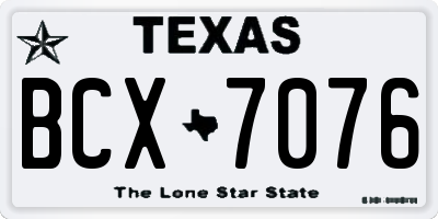 TX license plate BCX7076