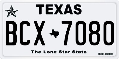 TX license plate BCX7080