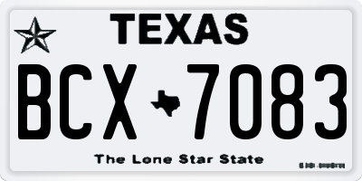 TX license plate BCX7083
