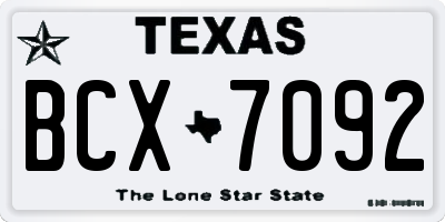 TX license plate BCX7092