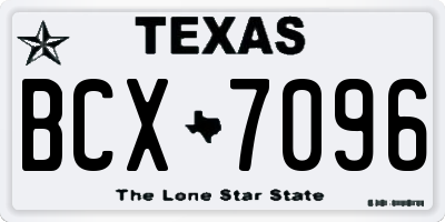 TX license plate BCX7096