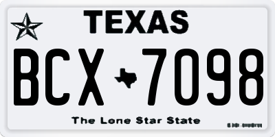 TX license plate BCX7098