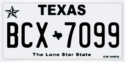 TX license plate BCX7099