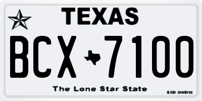 TX license plate BCX7100