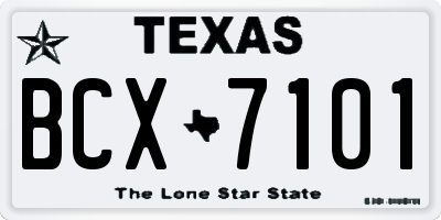 TX license plate BCX7101