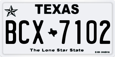 TX license plate BCX7102