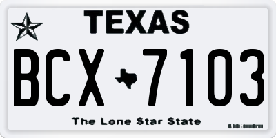 TX license plate BCX7103