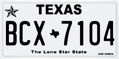 TX license plate BCX7104