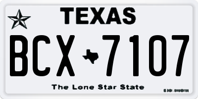 TX license plate BCX7107