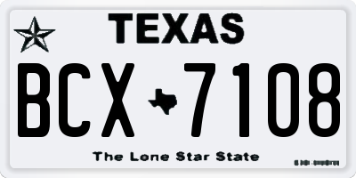 TX license plate BCX7108