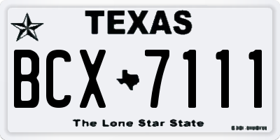 TX license plate BCX7111