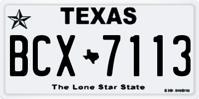 TX license plate BCX7113