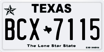 TX license plate BCX7115