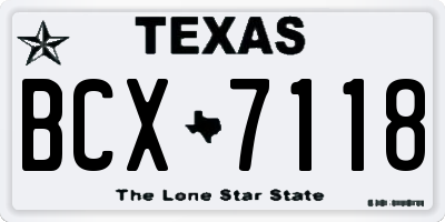 TX license plate BCX7118