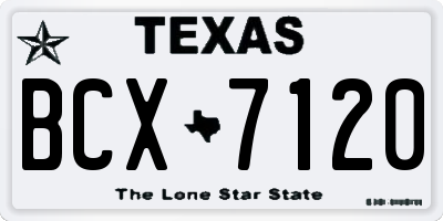 TX license plate BCX7120