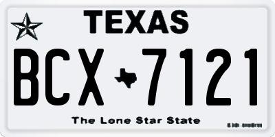 TX license plate BCX7121