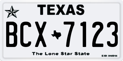 TX license plate BCX7123