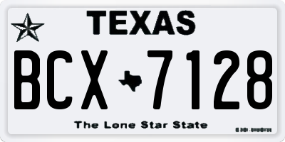 TX license plate BCX7128