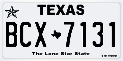 TX license plate BCX7131