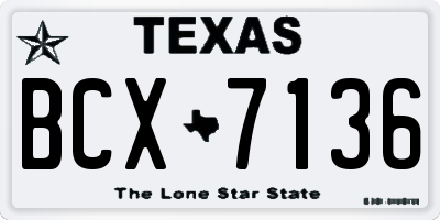 TX license plate BCX7136