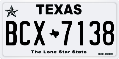 TX license plate BCX7138