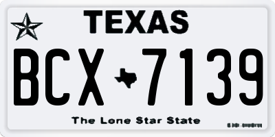 TX license plate BCX7139