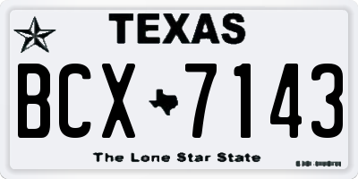 TX license plate BCX7143
