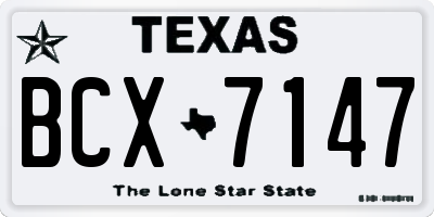 TX license plate BCX7147