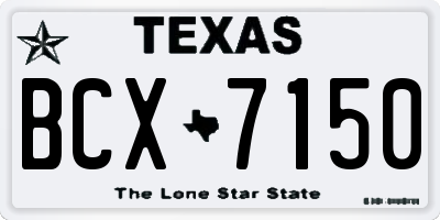 TX license plate BCX7150