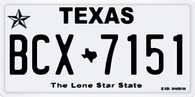 TX license plate BCX7151