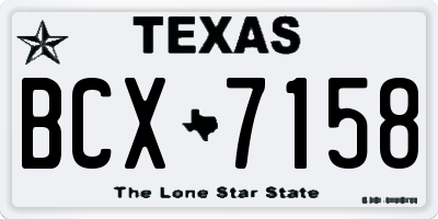 TX license plate BCX7158