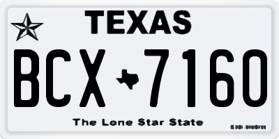 TX license plate BCX7160